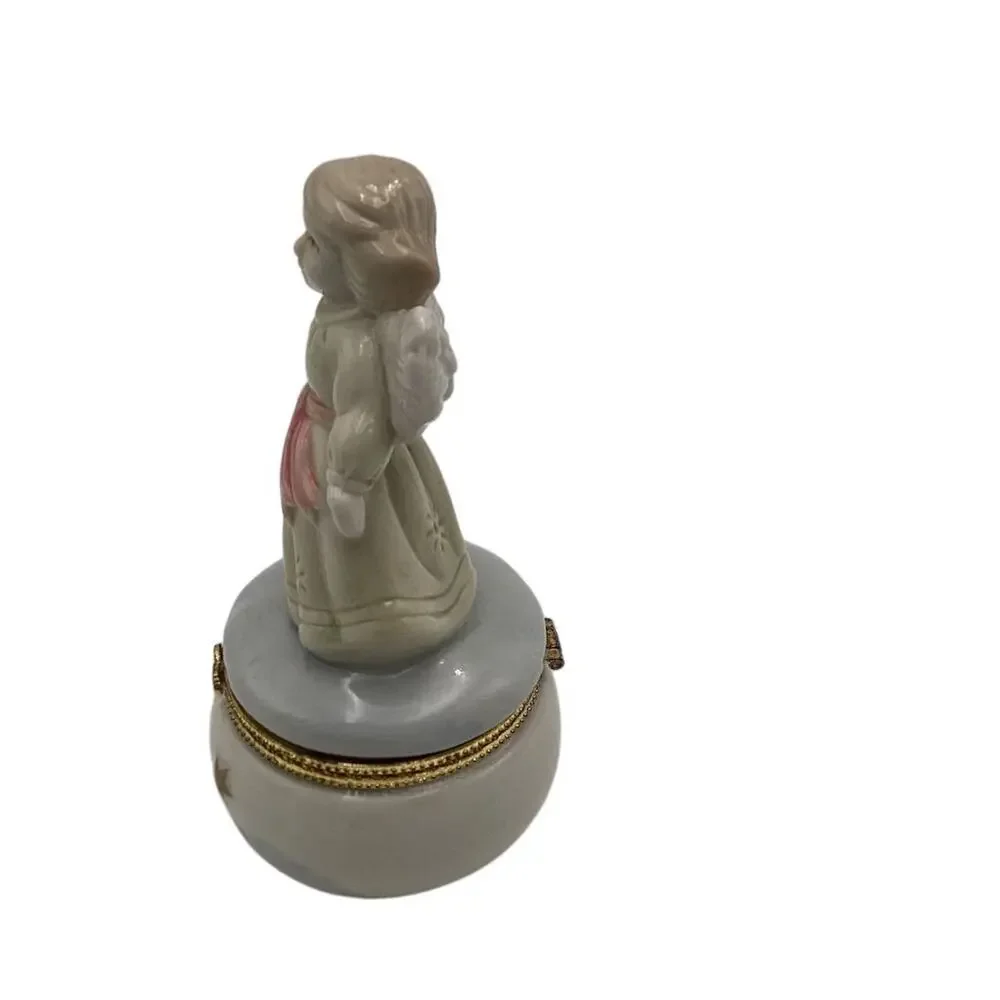 Vintage Porcelain Angel Trinket Box Red & Gold Classic‎ Decor